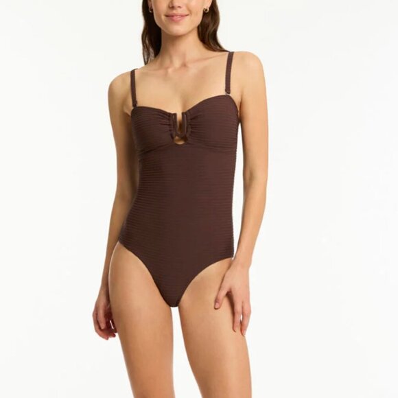 NWT Sea Level Australia Spinnaker U Bar Bandeau One Piece in Cocoa Size 8 - Picture 1 of 5
